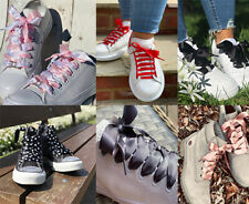 Ribbon Shoelaces With Aglets for Kids, Junior Adults Lo & Hi Top Trainers