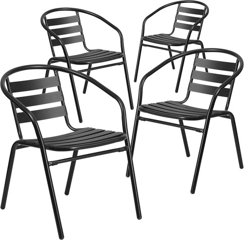 Aluminum slat back stacking - aluminum,