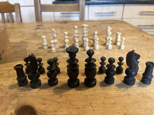 Antique victorian wooden chess - victorian,