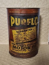 PURFLO Motor Oil 5 Quart Metal Can Interstate Electric Co. New Orleans Rare