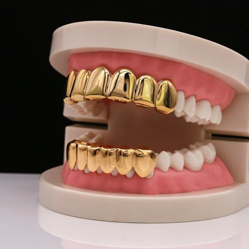 18k gold plated grillz - gold,