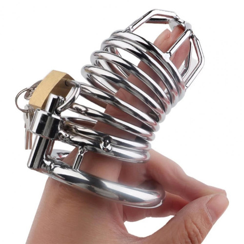 Stainless steel chastity cage - stainless,