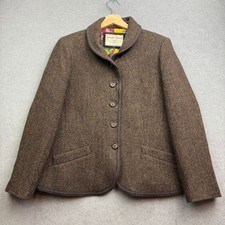 JOULES Tweed Jacket UK 16 Brown Hacking Blazer Herringbone HARBER Country Wool