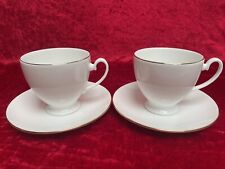 Pair of ROYAL GRAFTON Fine Bone China 'FIRST LOVE' Footed Tea Cups & Saucers EXC