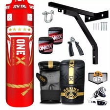 Punch Bag Filled 4ft Heavy Duty Kickboxing Training Martial Arts MMA Boxing Set