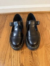 Dr. Doc Martens T-Bar Platform Mary Jane Shoes Black Womens size 8 