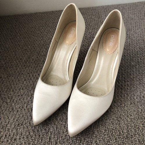 Ivory satin court shoes - satin, size