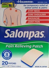 Salonpas Pain Relief Patch - Pack of 20 (7.2x4.6cm) UK seller Genuine