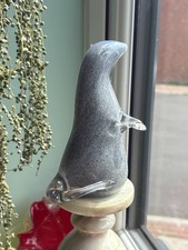 Vintage 1970's Wedgwood Speckled Grey Glass Animal Otter Paperweight ornament