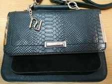 River Island Black Crossbody Carry Bag with Handle and Charm Gold Details 