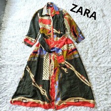 ZARA Paisley Chain Print Maxi Dress Belted L Size Japan