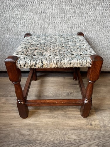 Vintage rattan wooden foot - wooden,