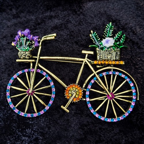 Bicycle and flower brooch - bicycle,