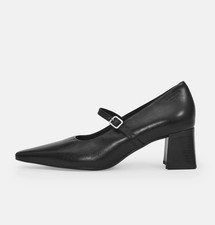Vagabond Altea Womens UK 7 Black Leather Block Heel Pointed Toe Mary Jane Shoes