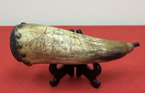 1861 powderhorn scrimshaw - 1861, w/