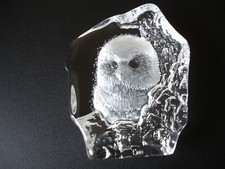 Mats Jonasson Signed Lead Crystal Owlet Paperweight VGC+