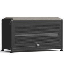 Entryway 2-Tier Metal Shoe Rack Bench With Cushion Seat Shoe Organizer Hallway