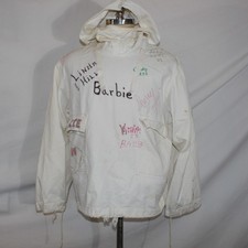 Vtg 1940s WW2 US Navy Gunner Smock XL White Canvas Anorak Jacket Delta Upsilon