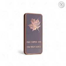 5x 10 oz .999 Fine Copper Bullion Bars – Canadian Maple Leaf Design – CMC Mint