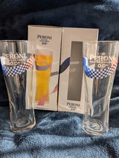 BRAND NEW BOXED PERONI Nastro Azzurro Half 1/2 Pint Glasses x 2