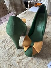 Emerald Green Suede Vintage Style Boudoir Burlesque Court  Shoes 5
