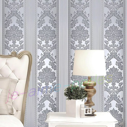 Silver grey damask - silver,
