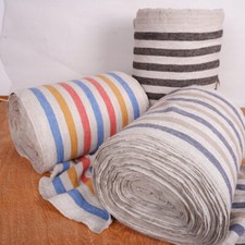 100% linen fabric 340gsm French stripes grain sack vintage navy black beige