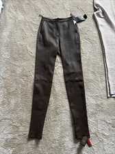 $2450 NEW BALMAIN BROWN LEATHER STRETCH TROUSERS/ LEGGINGS FR34 XS