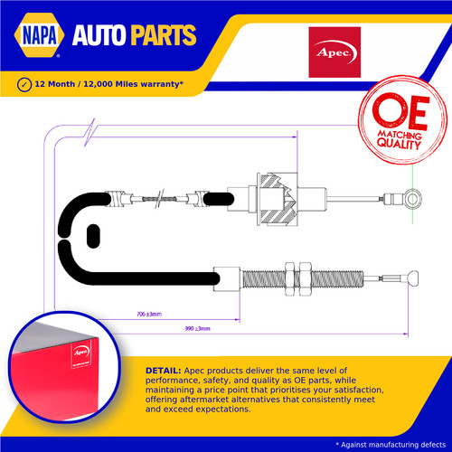 Clutch cable fits ford - fits,