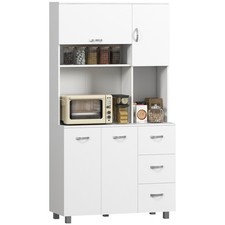 HOMCOM Freestanding Kitchen Cupboard Storage Unit  Drawers Handles Shelf