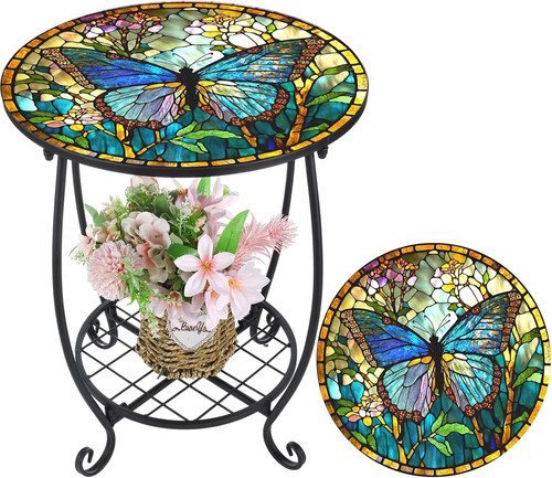 Butterfly mosaic round - mosaic, side
