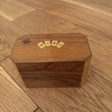 Vintage wooden playing cards case box (french?)