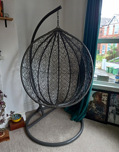 Grey metal hanging egg chair - metal,