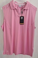 Island Green Ladies Golf Clothing Pink & Blue Sleeveless Polo XL 20-22 BNWT
