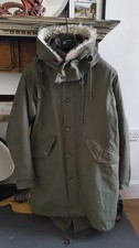 Private White VC Ventile Men Green Fishtail Lined Detachable Hooded Parka Size 3