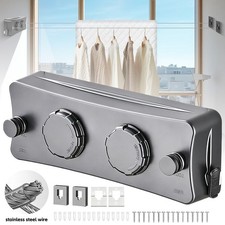 2 Line Retractable Clothes Airer Washing Line Laundry Dryer Wall Mounted Indoor