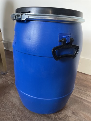 Blue plastic barrel drum - barrel,