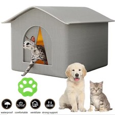 Outdoor Cat House Waterproof Breathable Pet Bed Dog Kennel Stray Cats Shelter UK