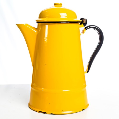 Vintage yellow enamel - enamel, coffee