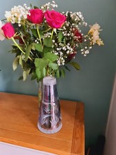 Laura Ashley Bedside Water Carafe &glass Blue Iridescent Transparent Cut Glasse