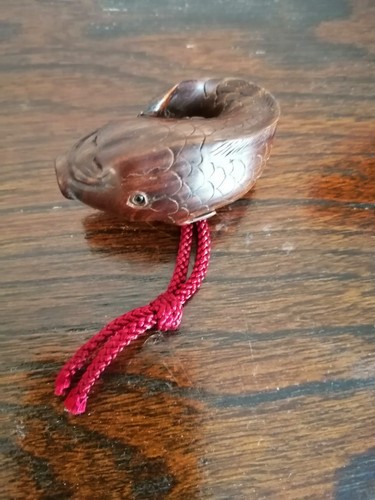 Antique netsuke leaping carp - antique,
