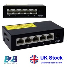 5 Port Gigabit Network Ethernet Switch RJ45 Smart Switch + UK Plug Power Supply