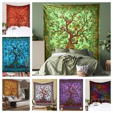 Tree of Life Tapestry Indian Cotton Tie Dye Wall Hanging Nature Wall Home Decor