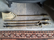 Large Vintage Brass Companion Set Country House 68cm Poker Tongs Shovel (DR1)
