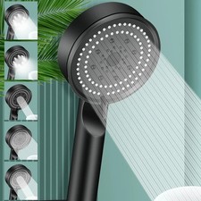Shower Head Handset Adjustable Bathroom Black Fixed Support High Pressure