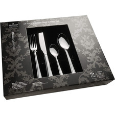 Stainless Steel Cutlery Set 24 Piece Dinner Grunwerg Boxed Classic Harley Pack