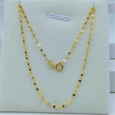Real Au750 Pure 18K Yellow Gold Chain Women Kiss Lip Link Necklace 18inch