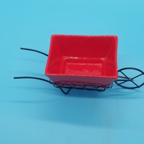 Red ceramic wheelbarrow - , with