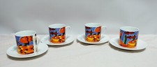 Graham Knuttel fish expresso mugs & saucers x 4