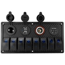 1224V 8 Gang Rocker Switch Panel with Waterproof Design for Boats and RVs